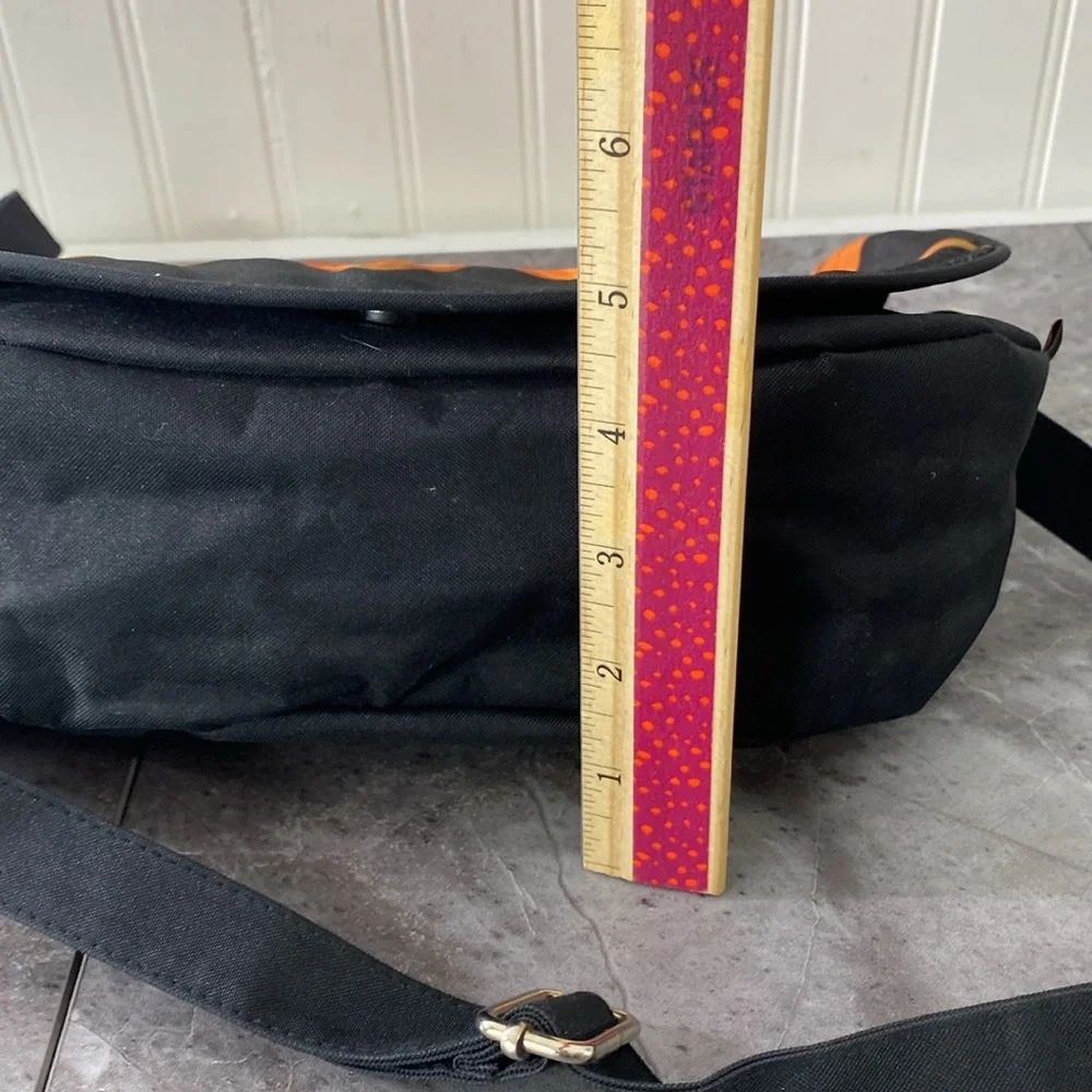 Harold Feinstein Purse Crossbody Bag‎ Black Nylon Orange Oversized Flower Artsy